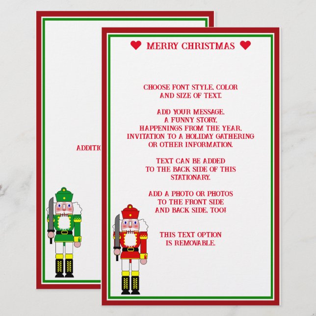 Two Nutcracker Soldiers Christmas Stationery (Front/Back)