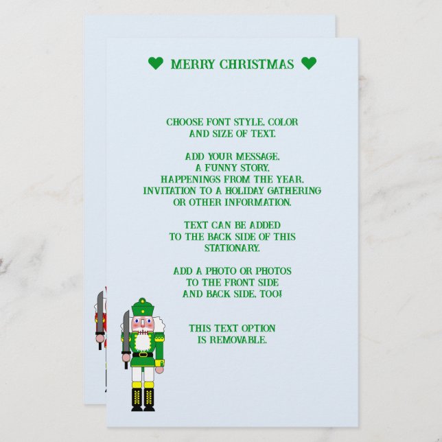 Two Nutcracker Soldiers Christmas Stationery (Front/Back)