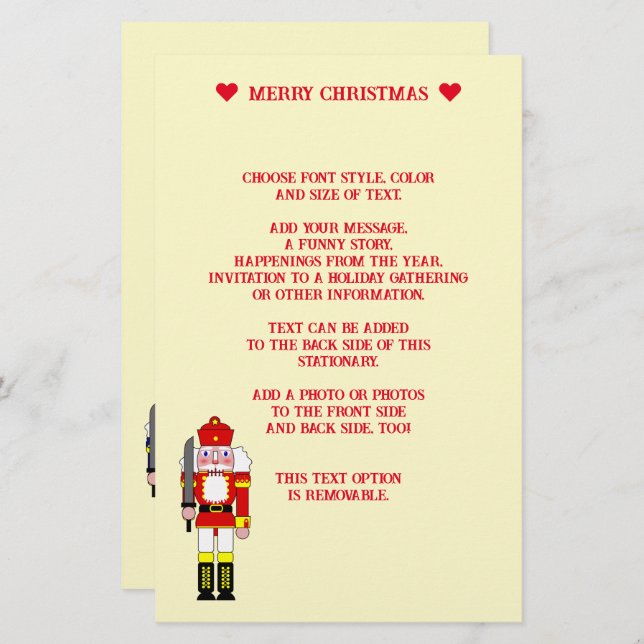 Two Nutcracker Soldiers Christmas Stationery (Front/Back)