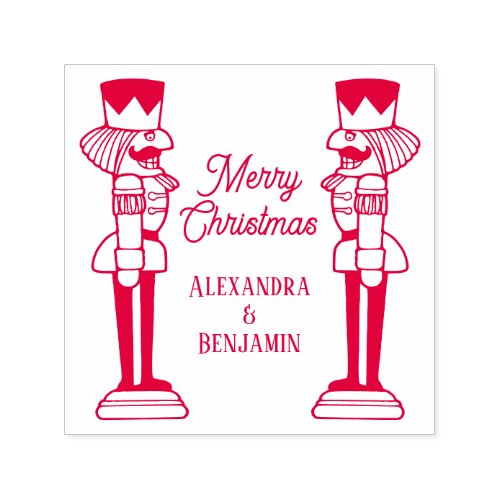 Two Nutcrackers Merry Christmas Couple Fam Name Self_inking Stamp