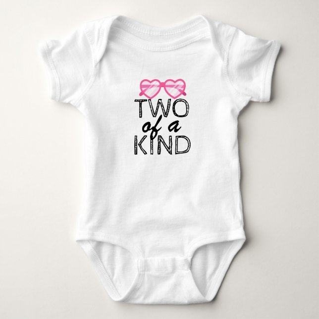 Two of a kind, girls twin baby, quote baby grow baby bodysuit (Front)
