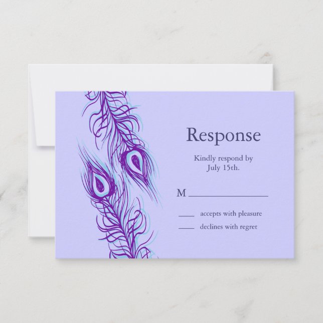 Two of a Kind Peacock Feathers RSVP Card (Front)