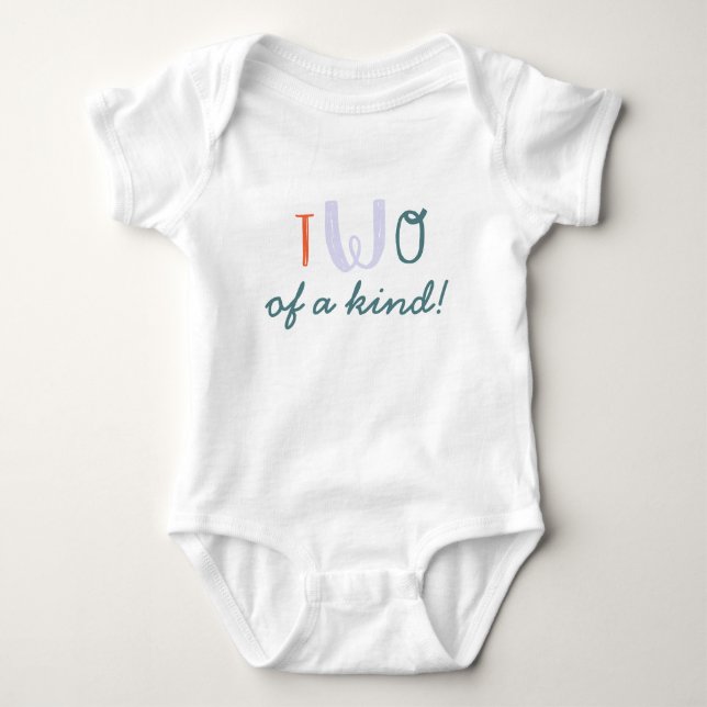 TWO of a kind, twin baby baby grow, 2nd birthday Bodysuit (Front)