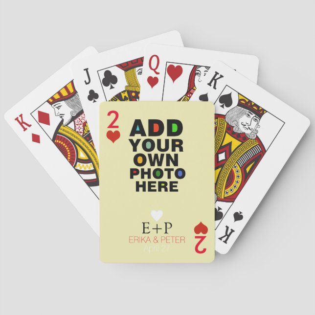 Two of Hearts Love Wedding Photo Poker Cards (Back)