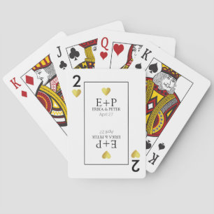 Two of Hearts Wedding Favors Monogram White Poker Cards
