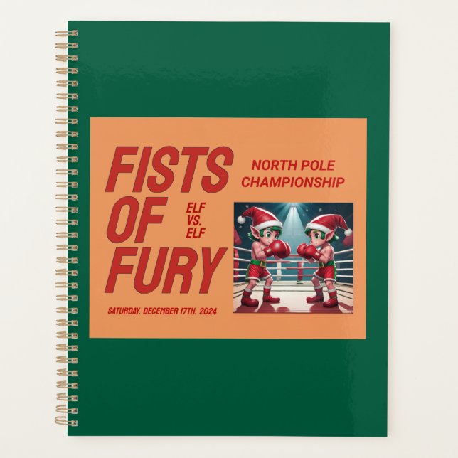 Two Of Santa's Elves In Boxing Championship Match Planner (Front)