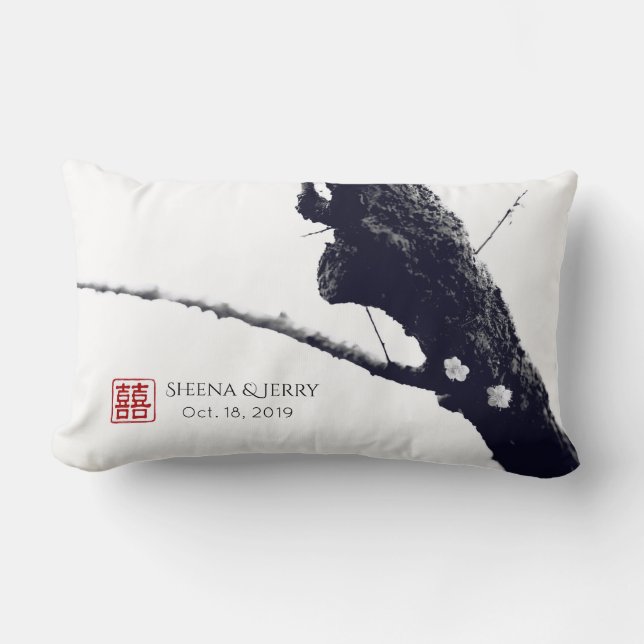 Two of Us Custom Chinese Wedding Gift Lumbar Pillow (Front)