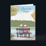 Two Old Ladies On A Bench Card<br><div class="desc">Two old ladies on a park bench by a lake for an old friend's birthday.</div>