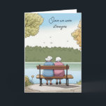 Two Old Ladies On A Bench Card<br><div class="desc">Two old ladies on a park bench by a lake for an old friend's birthday.</div>