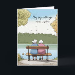 Two Old Ladies On A Bench Card<br><div class="desc">Two old ladies on a park bench by a lake for an old friend's birthday.
All text can be changed.</div>