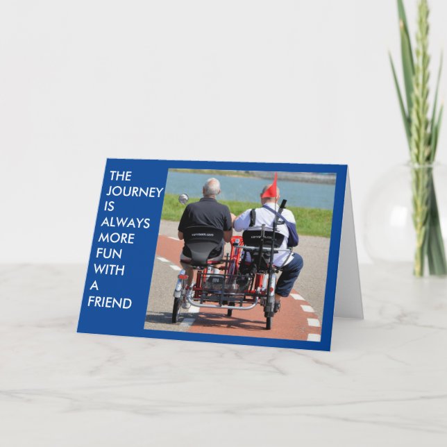 Two Old Men Pedaling Together Card (Front)