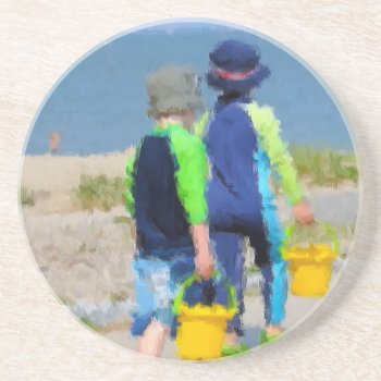 Two On The Beach Sandstone Coaster by artinphotography at Zazzle