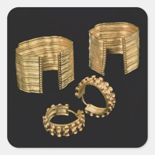 Two open facetted bracelets and a pair of earrings square sticker