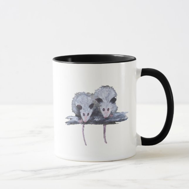 "Two Opossums" Ringer Mug (Right)