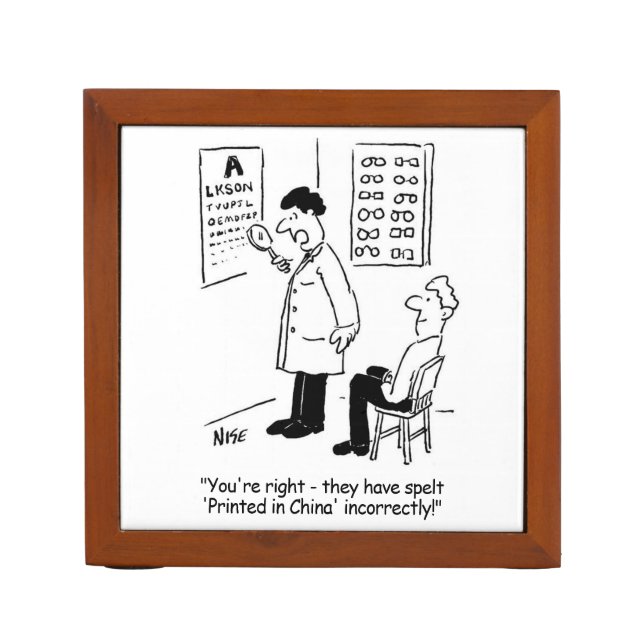 Two Optician Cartoons Desk Organizer (Front)