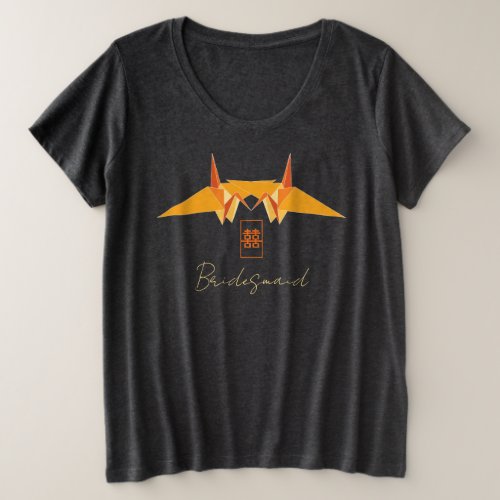 Two Orange Paper Cranes Origami Chinese Wedding Plus Size T_Shirt