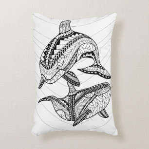 Two Orcas Adult Coloring Pillow