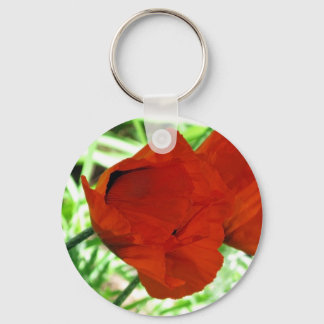 Two Oriental Poppies Flower Photo Keychain