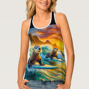 Two Otters Surfing Design by Rich AMeN Gill Tank Top