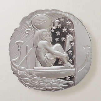 Two Ounce Silver Ra and Scarab Round Pillow