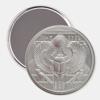 Two Ounce Silver Scarab Round Magnet
