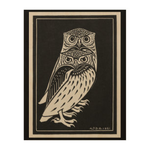 Two Owls, 1921, By Julie de Graag, Wood Wall Art