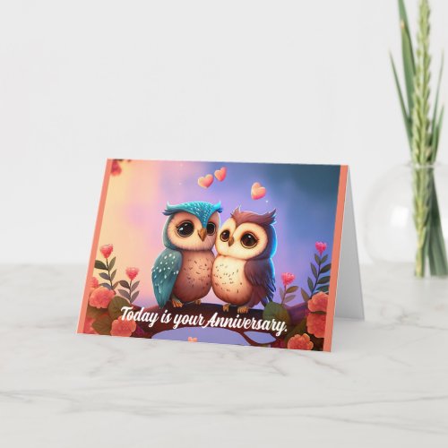 Two Owls Anniversary Greeting Card