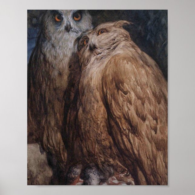 Two Owls By Gustave Dore Poster (Front)