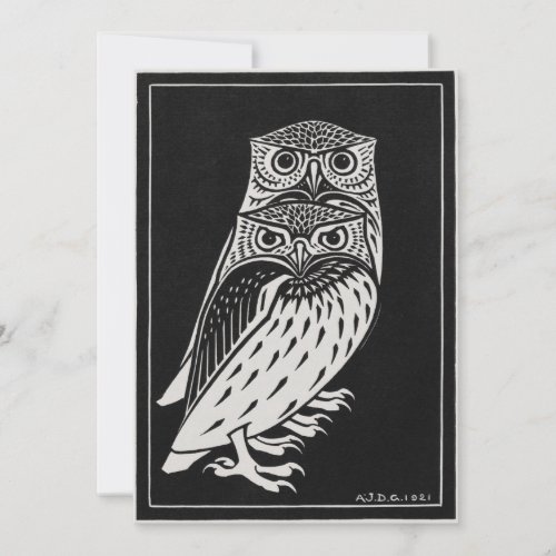 Two Owls illustration by Julie de Graag Card