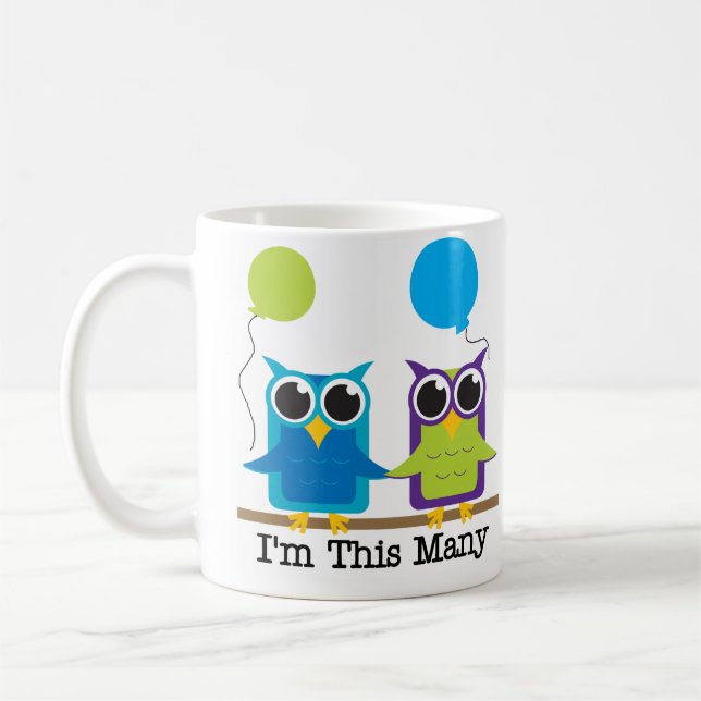 Two Owls I'm This Many Coffee Mug (Left)