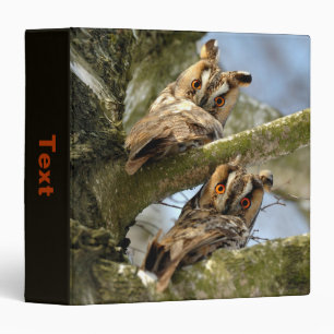 Two Owls in the Woods, birds, wildlife 3 Ring Bind Binder