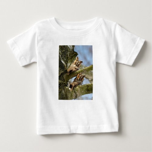 Two Owls in the Woods birds wildlife Baby T_Shir Baby T_Shirt