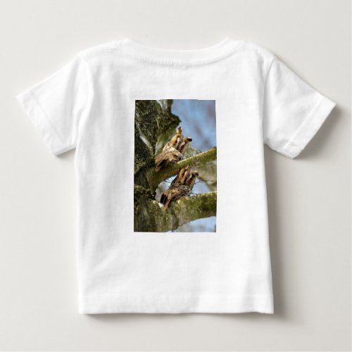 Two Owls in the Woods birds wildlife Baby T_Shirt