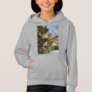 Two Owls in the Woods, birds, wildlife Hoodie