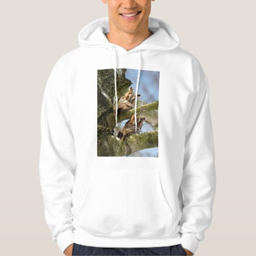 Two Owls in the Woods birds wildlife Hoodie