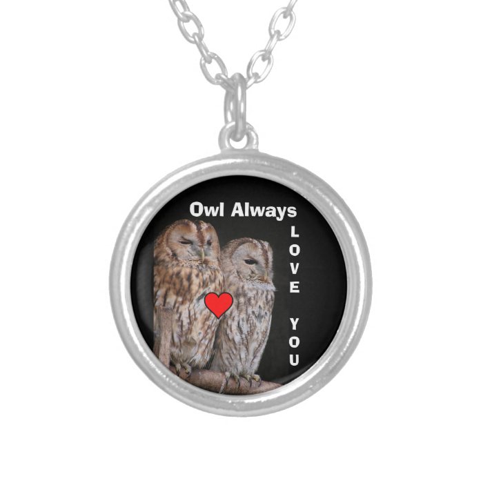 Two Owls on a Metal Bar at Night Photo Design Pendant