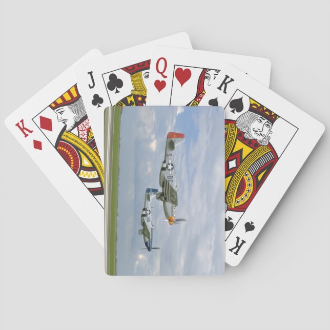 Two P51 Mustangs Flying By._WWII Planes Poker Cards (Back)