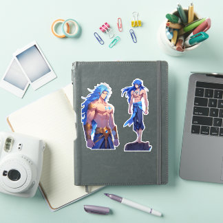 Two-Pack Fantasy Warrior Stickers | Long Blue-Hair