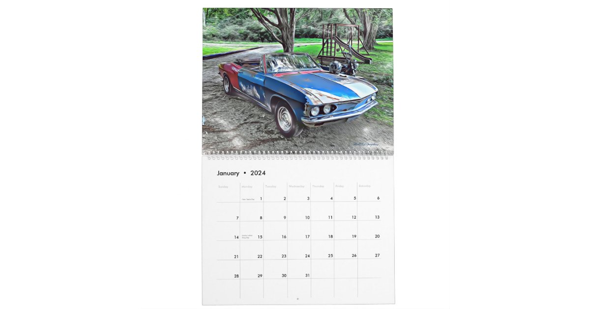Two Page Large Corvair Calendar Zazzle