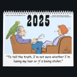 Two Page MediumCalendar, White Calendar<br><div class="desc">Oscar the Cartoon Parrot 2025 calendar. Containing 13 Oscar cartoons published in 2024.</div>