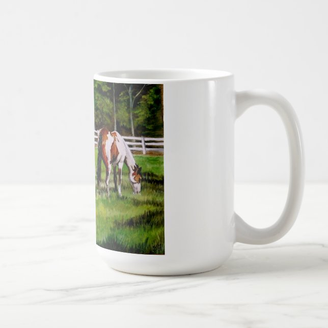 Two Paint Horses grazing Coffee Mug (Right)