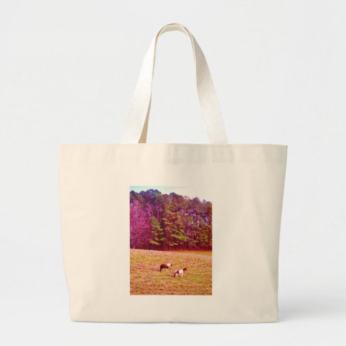 Two Painted Horses Large Tote Bag