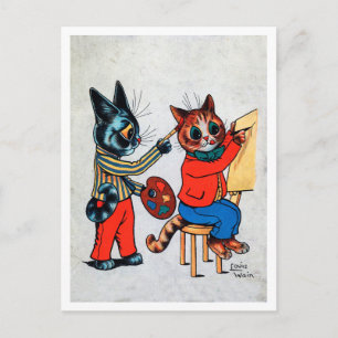 Two Painter Cat, Louis Wain Postcard
