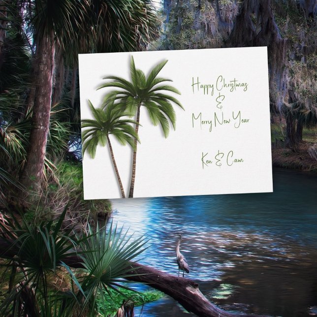Two Palm Trees Simple Christmas Greeting Card (Creator Uploaded)