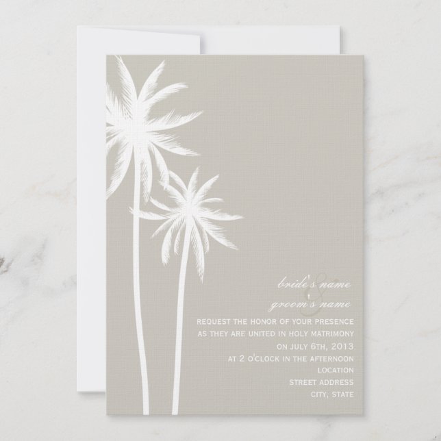 Two Palm Trees Wedding Invitation - Bride & Groom (Front)