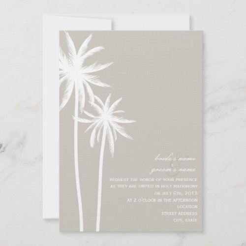 Two Palm Trees Wedding Invitation _ Bride  Groom