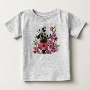 Two pandas ride a moped baby T-Shirt