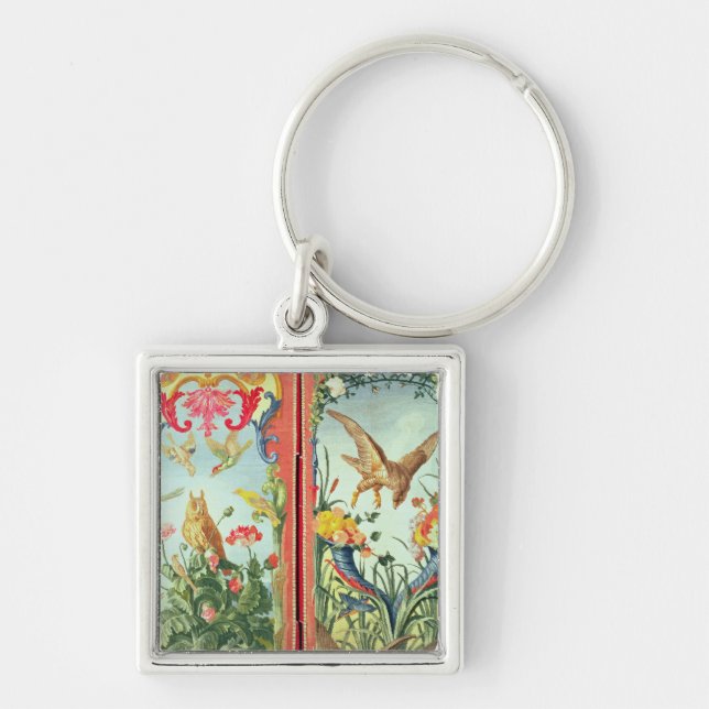 Two panels of carpet made into a folding keychain (Front)