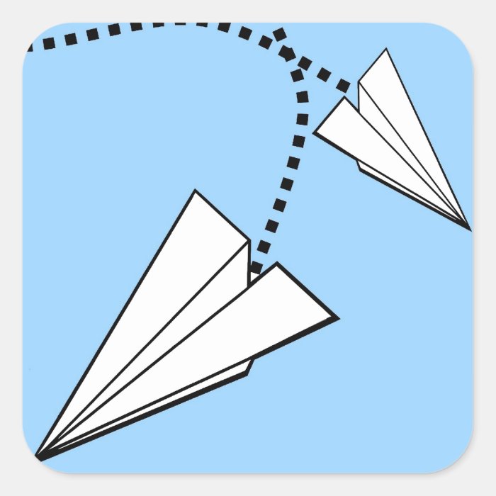 two-paper-airplanes-square-sticker-zazzle