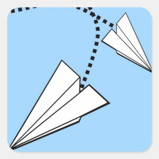 Two Paper Airplanes Square Sticker